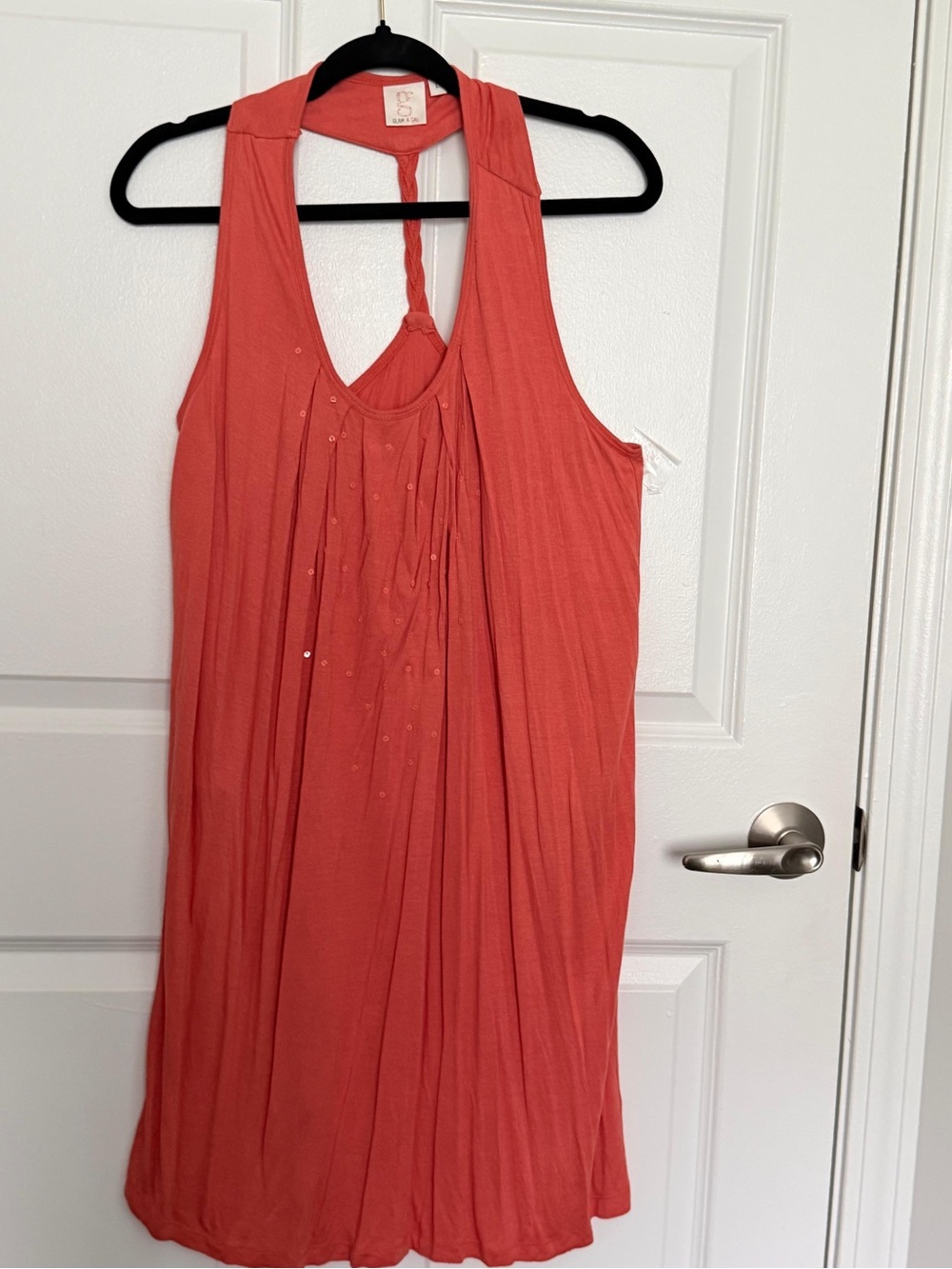 Coral Sleeveless Braided Back Tank Dress